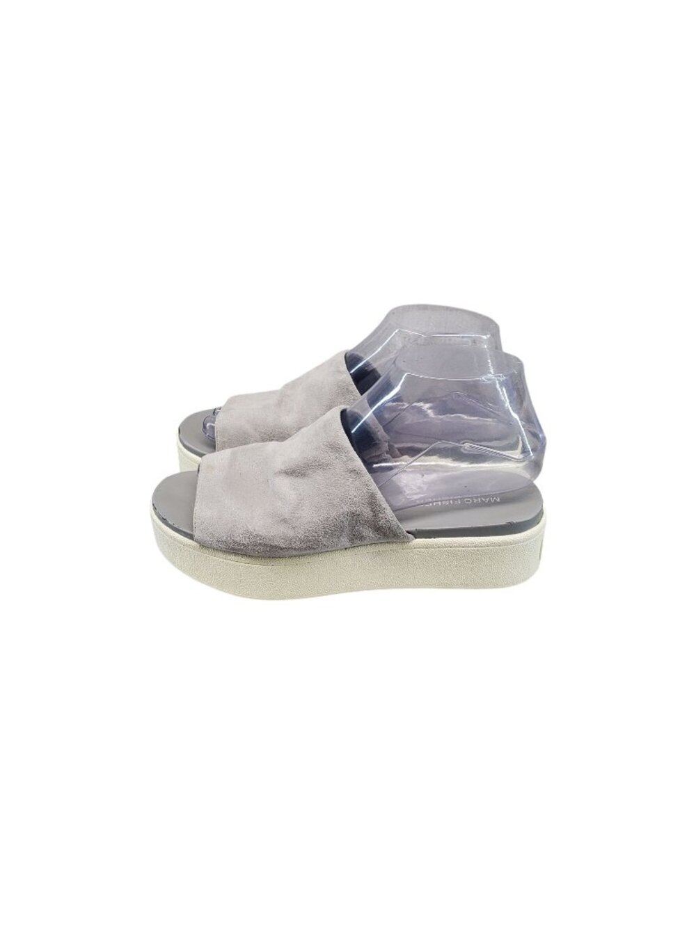 Marc Fisher Shoes Womens 7 Gray Textile Kandis Slides *Read*